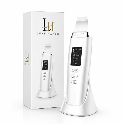 Ultrasonic Skin Scrubber – Deep Pore Cleaner, Blackhead Remover & Facial Spatula with 4 Cleaning Modes, Rechargeable Face Cleansing Device